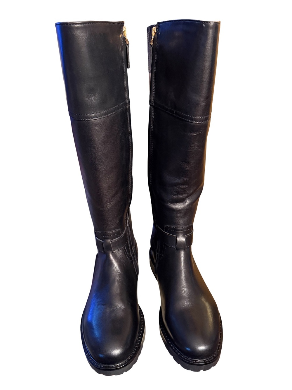 Lauren Ralph Lauren NWT Sz 8.5 Everly Black Leather Wide Calf Riding Boot (476) - Picture 2 of 12